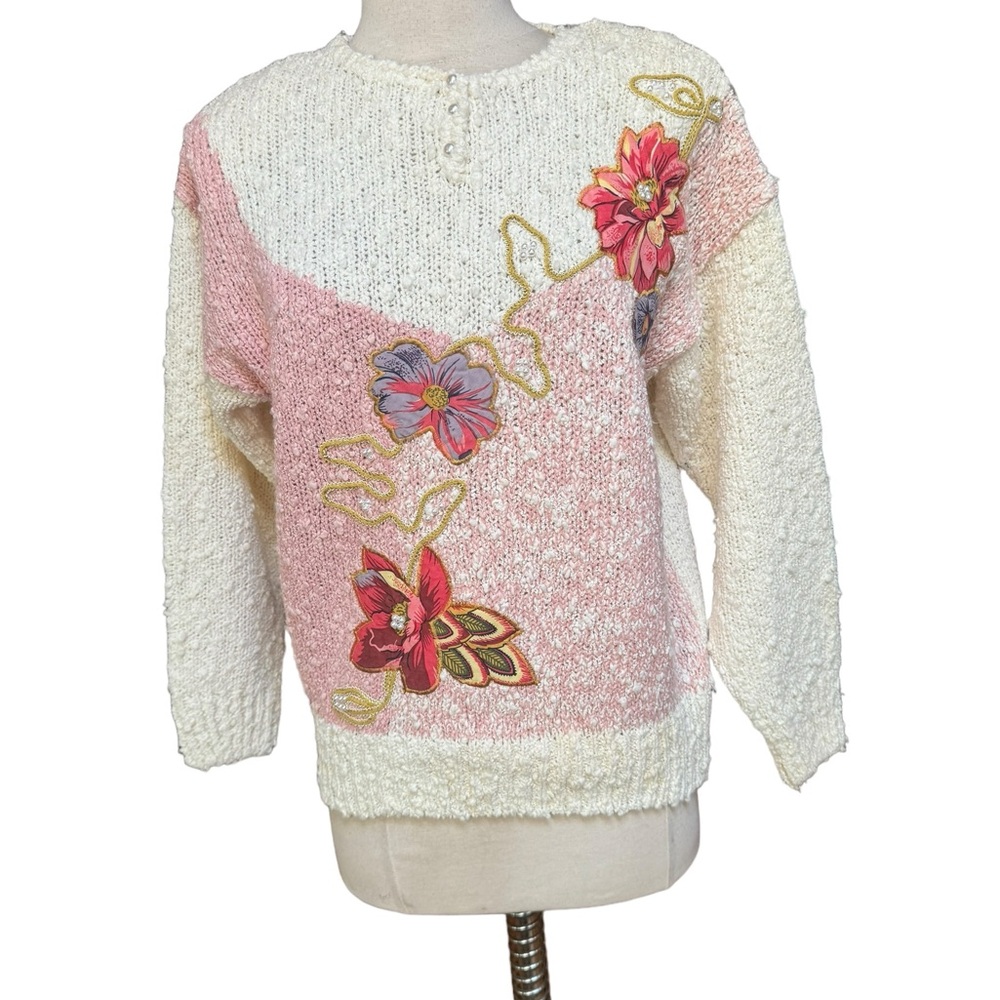 1980s Needles & Yarn Floral Sweater